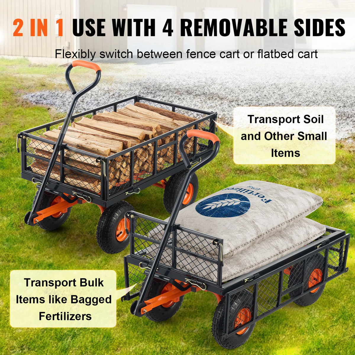 SucceBuy Heavy Duty Metal Garden Utility Dump Cart
