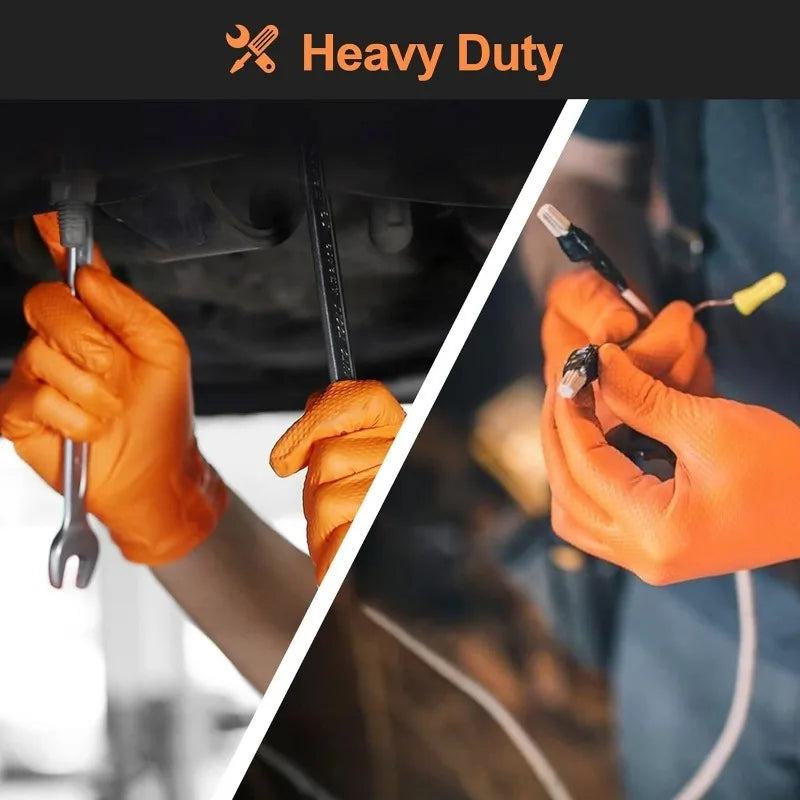 2-100PCS Heavy Duty Disposable Nitrile Gloves 8Mil Extra Thick Mechanic Glove with Textured Grip Antislip Safety Work Gloves