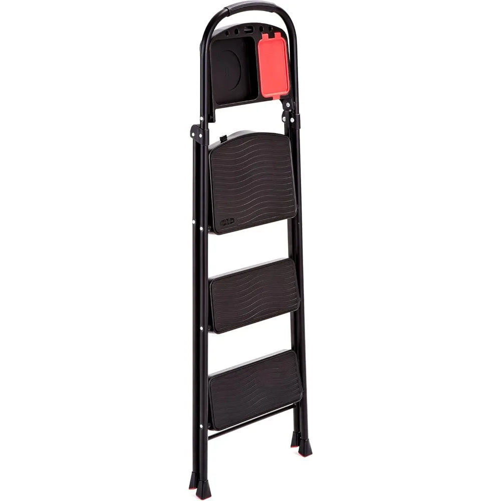 XMSJ 3 Step Steel Ladder With Project Tray Foldable Step Stool
