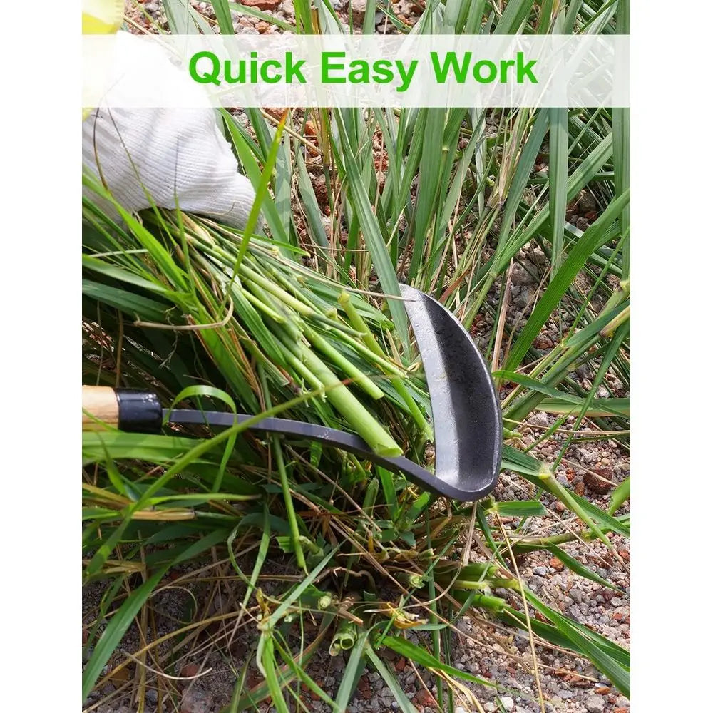 Weeding Sickle Hoe, 17 Gardening Hand Weeder Nejiri Kama Blade Tool Digging and Cutting Weed Remover, High-Carbon Steel One-Piec