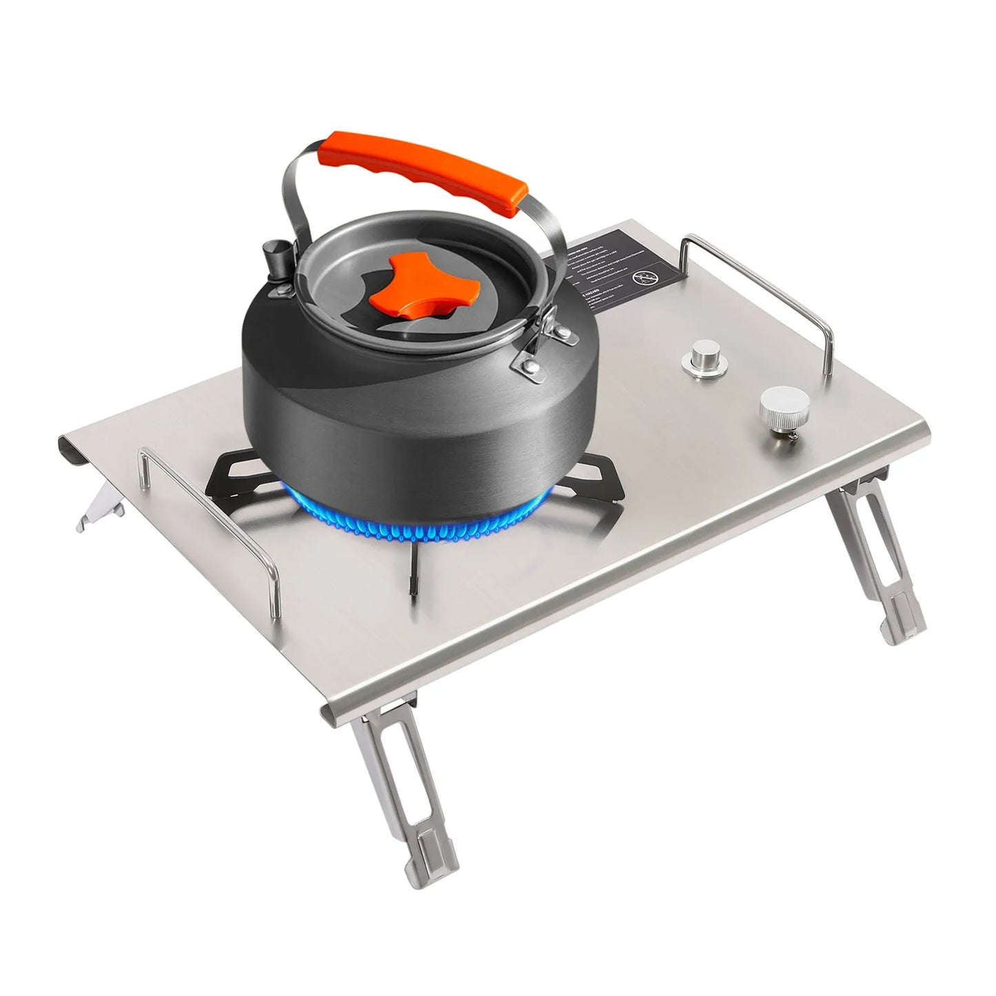Electronic Ignition Camping Stove 2.7KW, Portable Gas Stove Foldable for Outdoor Hiking BBQ Picnic Mountaineering Silver