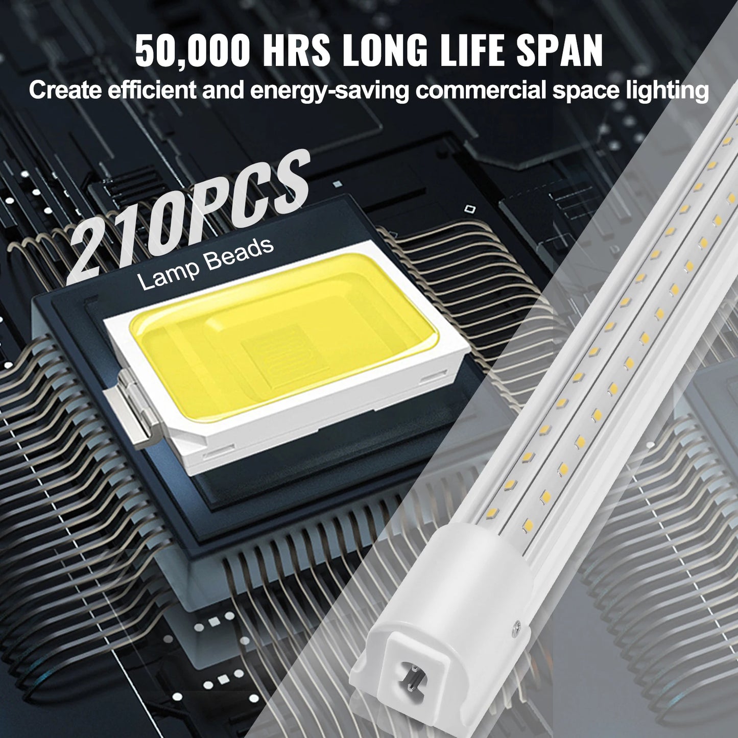 SucceBuy 10Pack LED Shop Light 4/8FT 40/80W  59in Power Cords Switch 48in Connector Cables for Garage Warehouse Home and Office