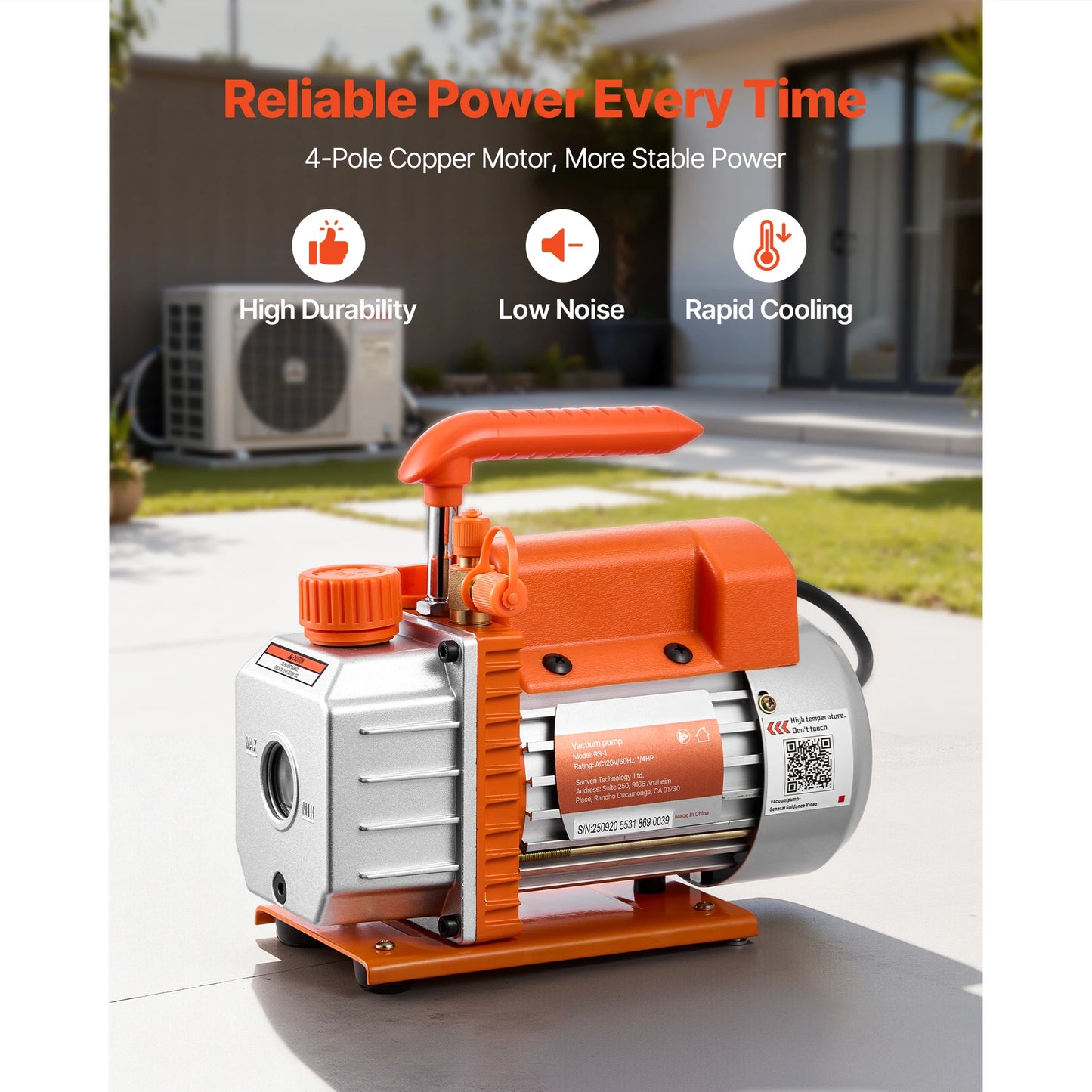 SucceBuy 3.5CFM 180W 1 Stage or 5CFM 375W / 7CFM 550W 2 Stage HVAC Rotary Vane AC Vacuum Pump, for R134a R22 R410a Systems Use