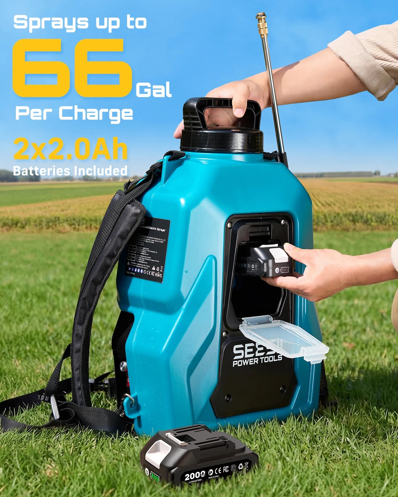 Seesii Electric Lithium Sprayer 100psi 20L High Capacity Yard Lawn Spraying Irrigation Power Tools For Makita 18V Battery Pin
