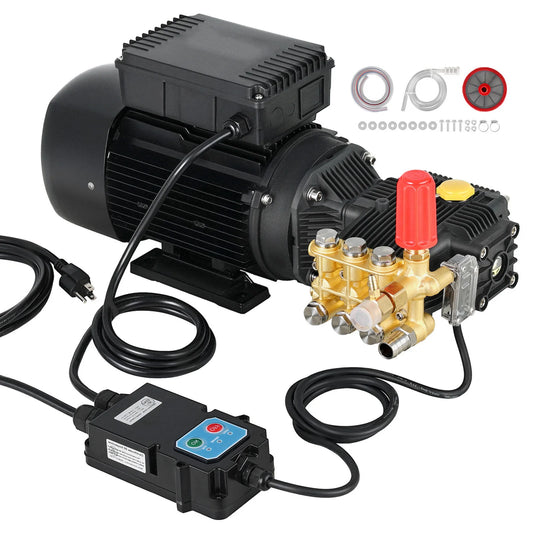 SucceBuy Electric Pressure Washer Pump Kit 1220/1950 PSI 2.2/3.2 GPM Triplex Power Washer Pump with Motor for Washing Car Garden