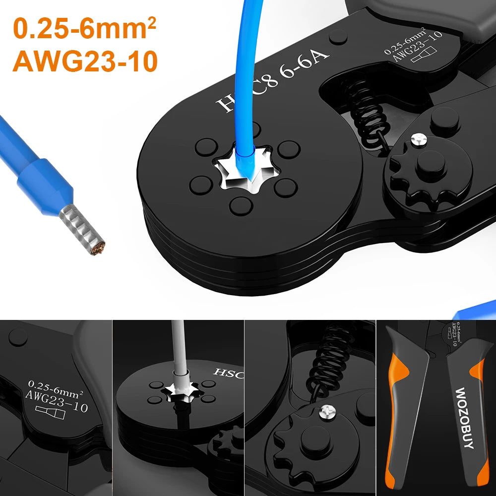Ferrule Crimper Tool,Ratchet Crimping Tool Kit-Wire Stripper & Crimper Plier , Plier Set with Connectors