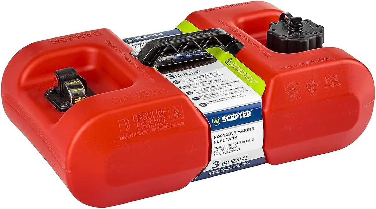 Scepter Portable Marine Gas Can with 2-Way Vented Cap and Fuel Gauge