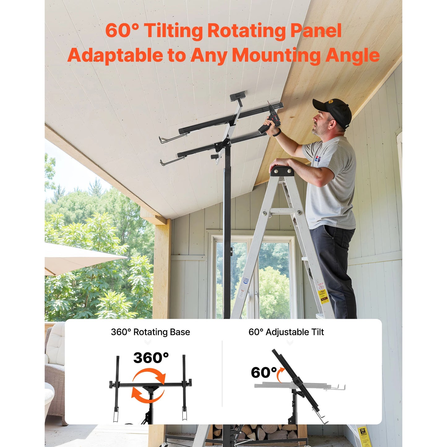 SucceBuy 11ft Drywall Lift Heavy-Duty 150lb Sheetrock Hoist with Adjustable Telescoping Arm Ideal for Ceiling&Wall Installation