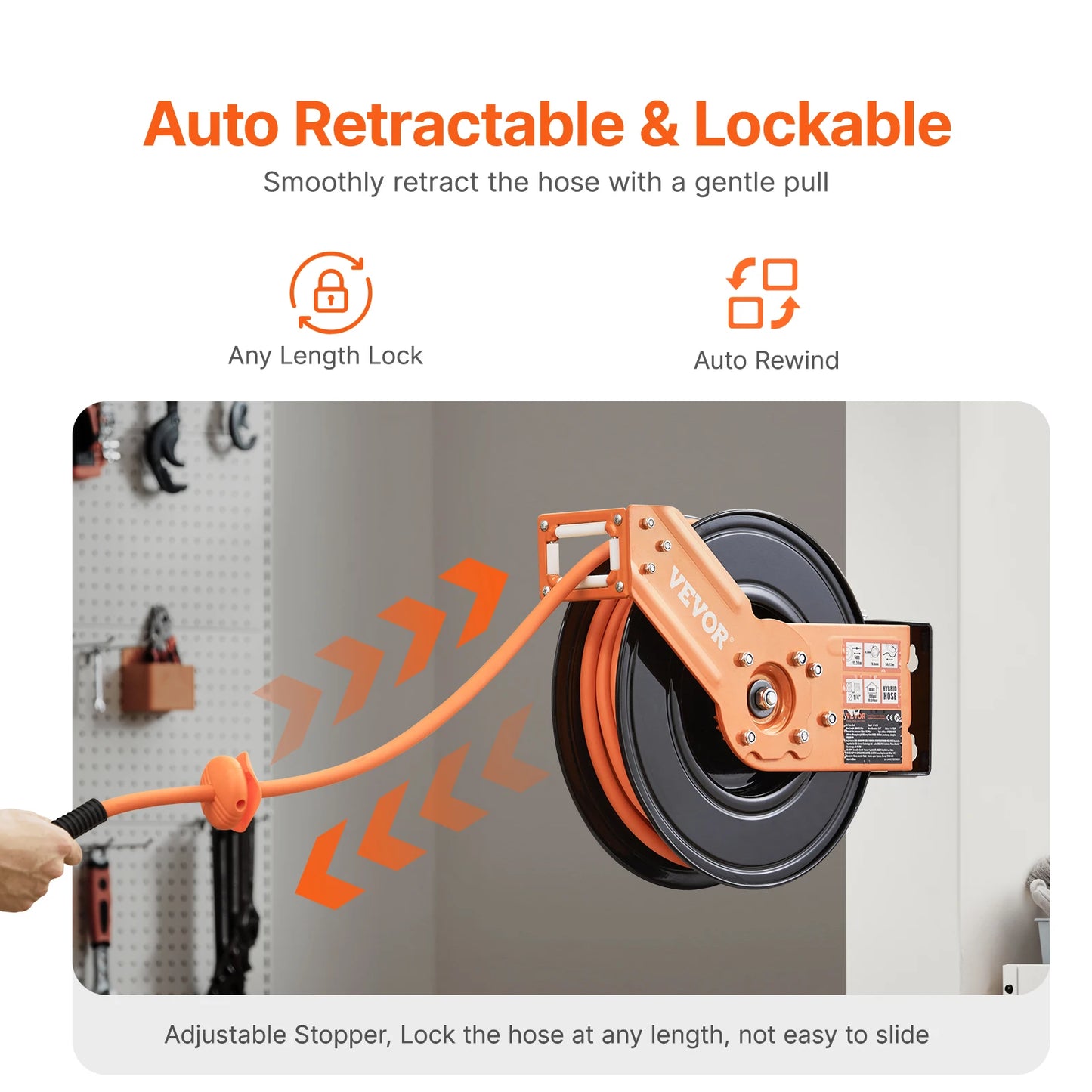 VEVOR Retractable Air Hose Reel With Auto Rewind Ceiling Mount