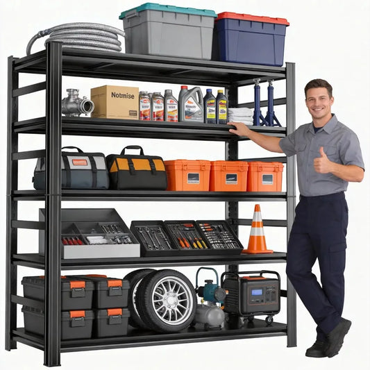 Adjustable 5-Tier Garage Shelving, Heavy Duty Steel Storage Shelves, High Load Capacity Shelf, Ideal for Garage,, Customized