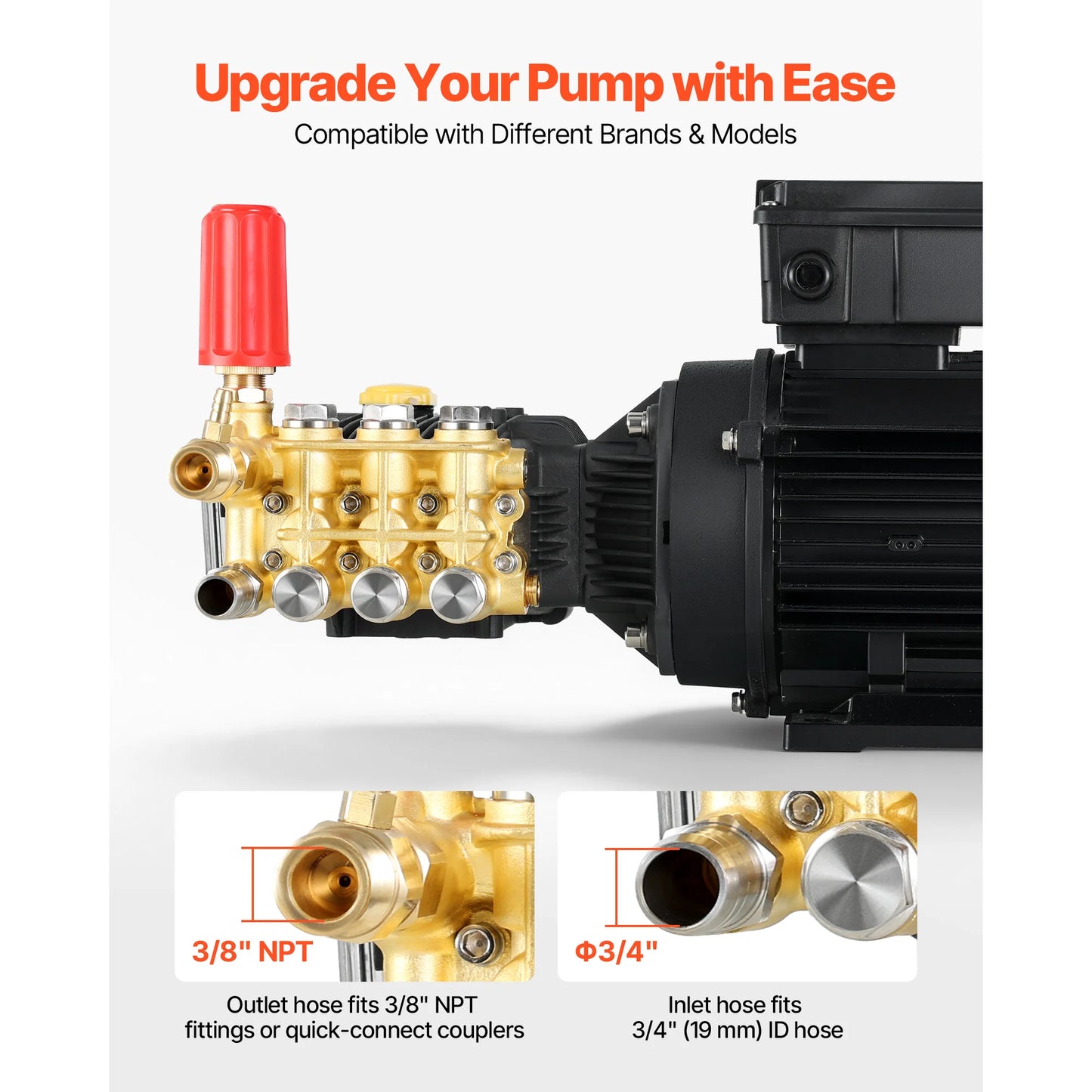 SucceBuy Electric Pressure Washer Pump Kit 1220/1950 PSI 2.2/3.2 GPM Triplex Power Washer Pump with Motor for Washing Car Garden
