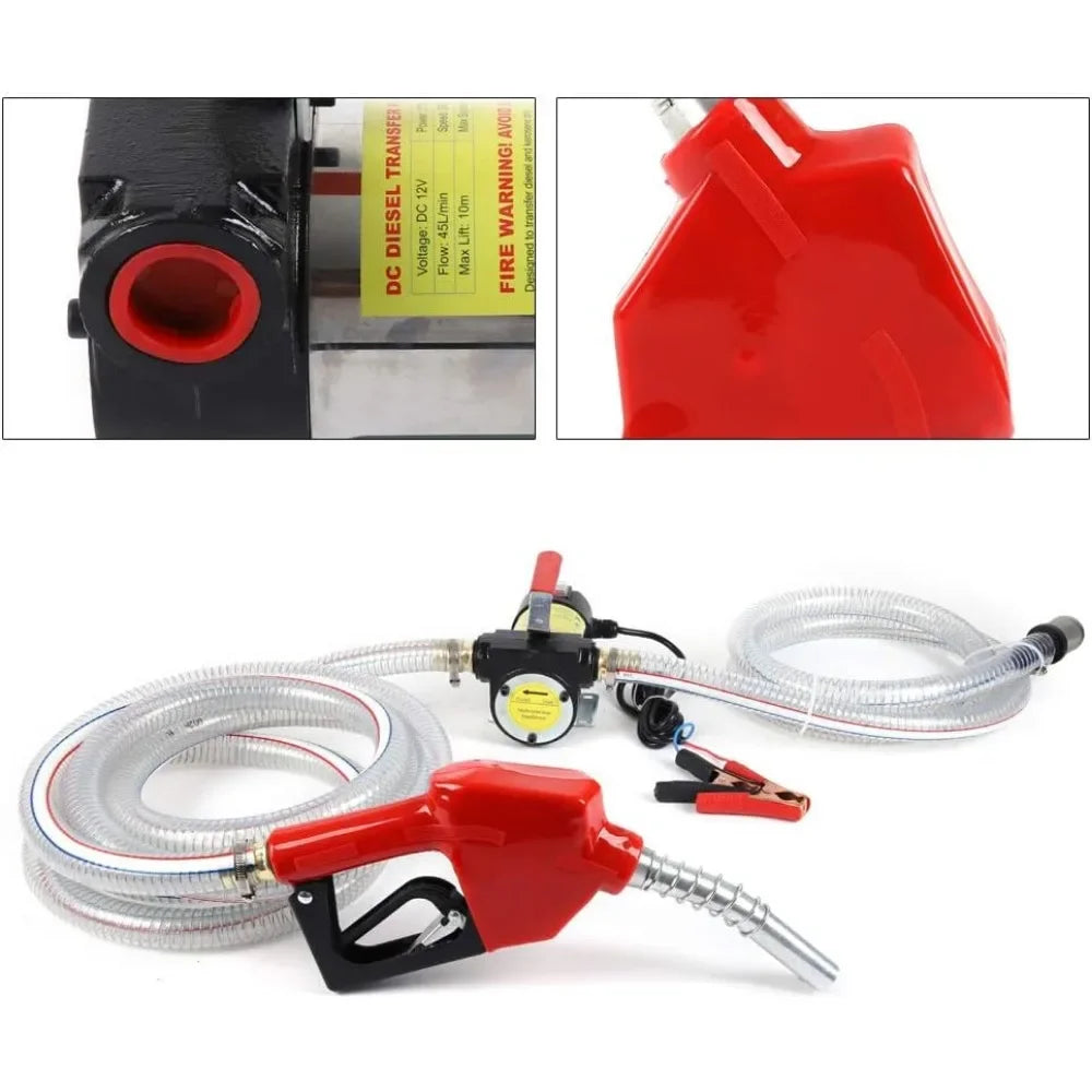 Fuel Transfer Pump, 12V DC 175W Electric Transfer Pump Self-Priming Diesel Pump for Diesel Gas Kerosene 50L/min