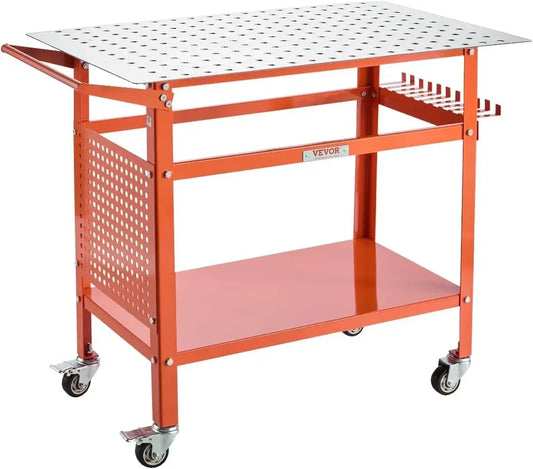 BestsellerWelding Table, 40" x 24" Welding Workbench Table with 800LBS Static Weight Capacity, Movable Steel Work Bench with 4 W
