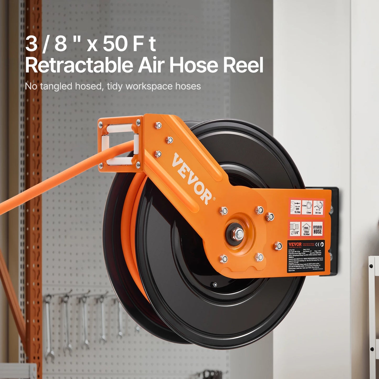 VEVOR Retractable Air Hose Reel With Auto Rewind Ceiling Mount