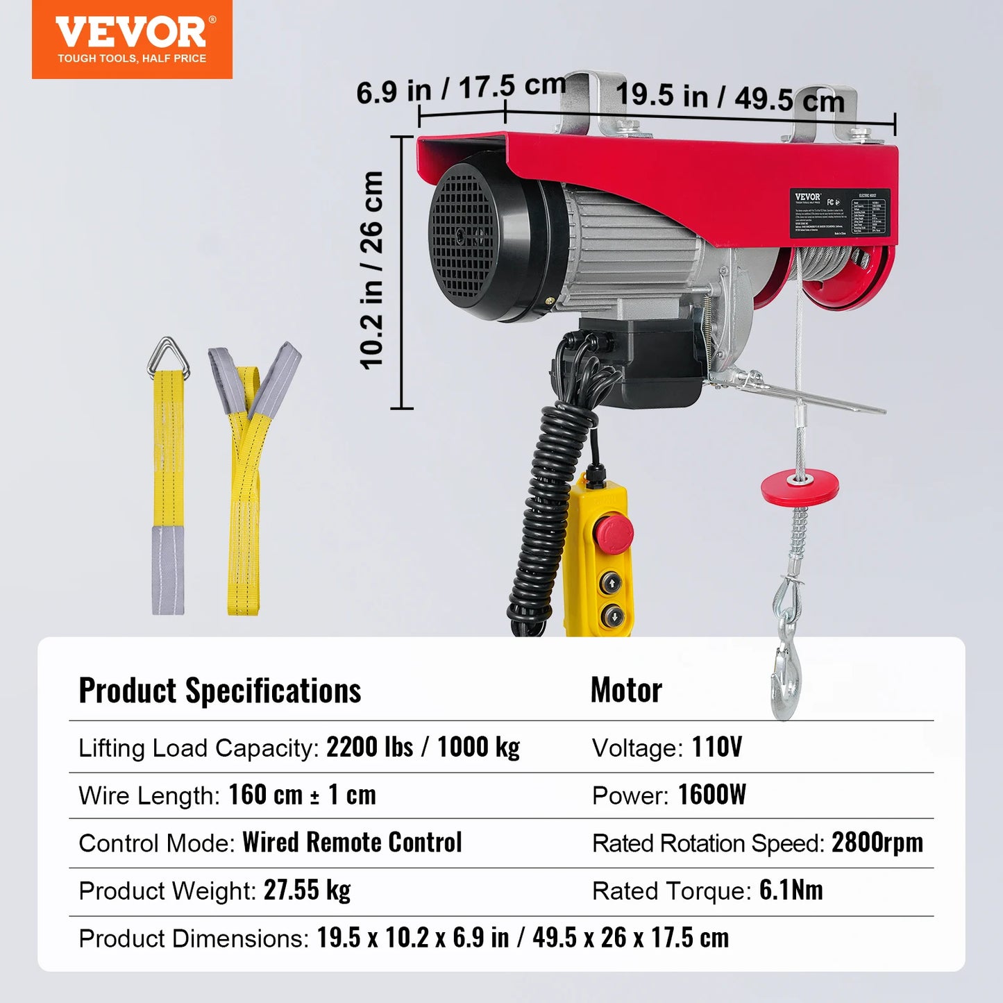 SucceBuy 400-1000kg Electric Hoist Lifting Crane Cable Hoist Winch for Boat Car Garage Elevator with Wired Remote Control Lifter