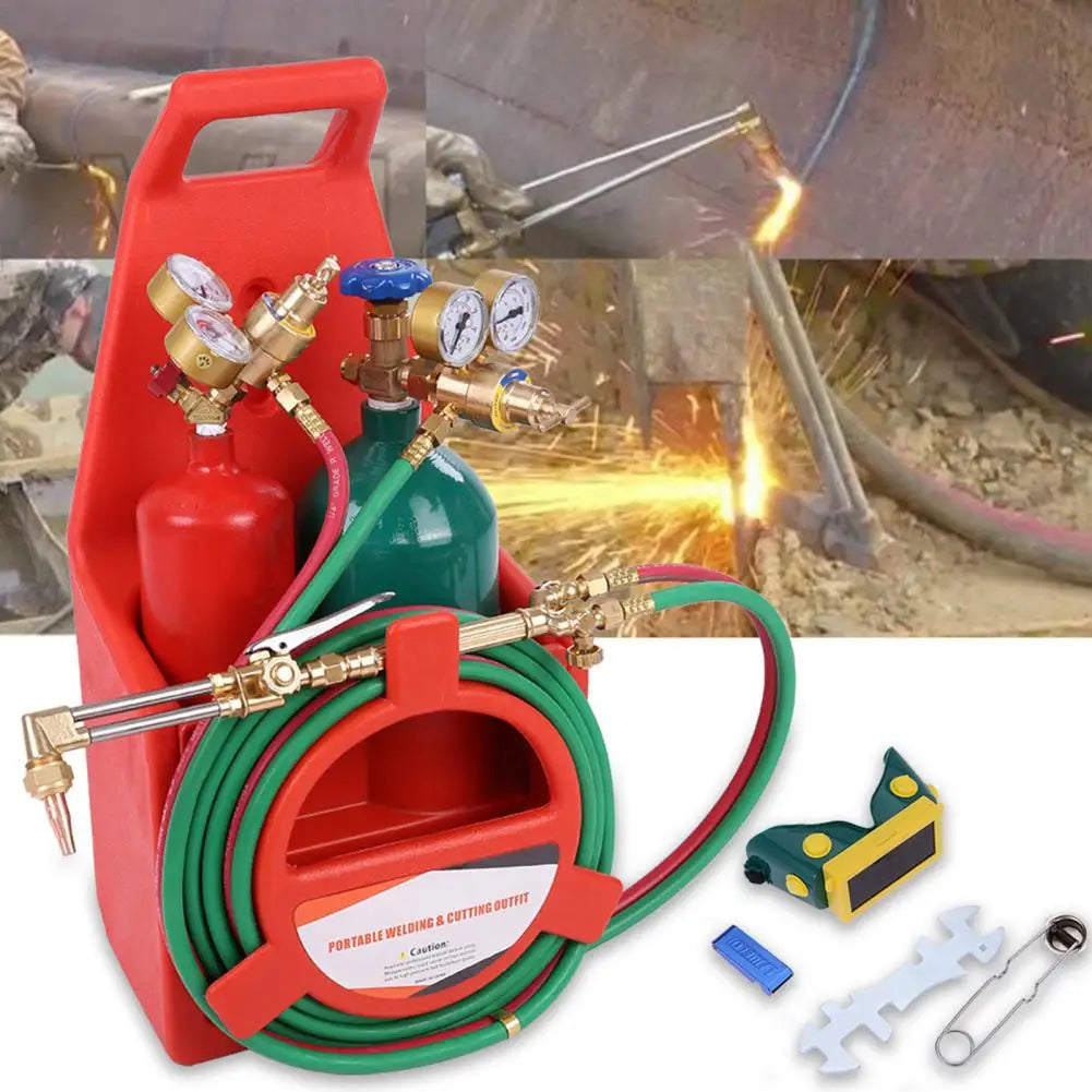 Welder Welding Torch Kit Long Pipe Brass Nozzle Gauge Oxygen Acetylene, Gas Cylinder Welding Cutting Torch Set Soldering