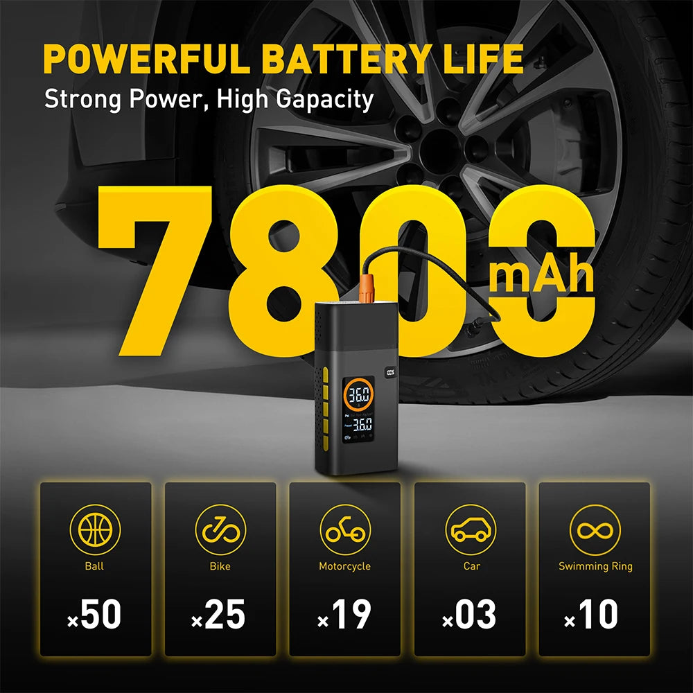 AUXITO Portable Tire Inflator Pump for Car Tires Portable Battery Powered Tire Inflator Air Compressor for Car Motorcycle Bike