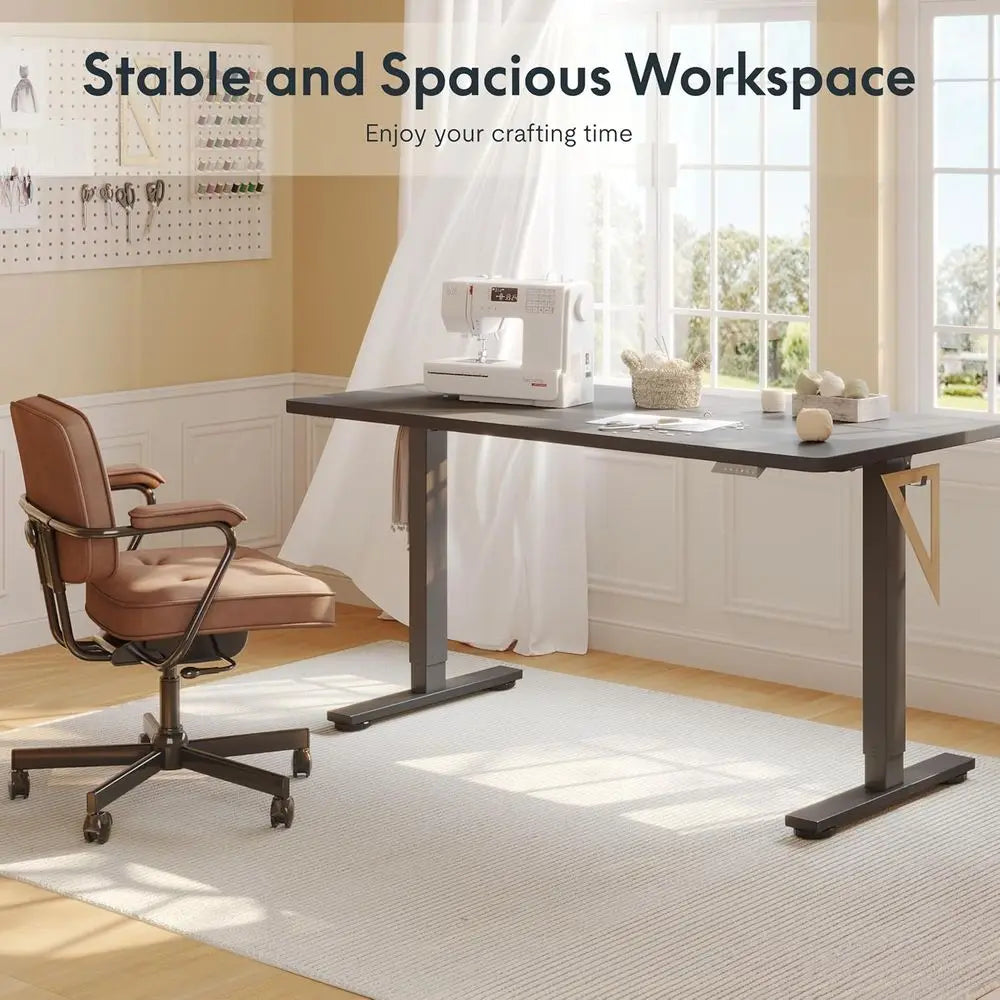 Adjustable 48x30 Workbench for Garage, Workshop, and Home - Ergonomic Desk for Woodworking, Sewing, and Crafts in Black