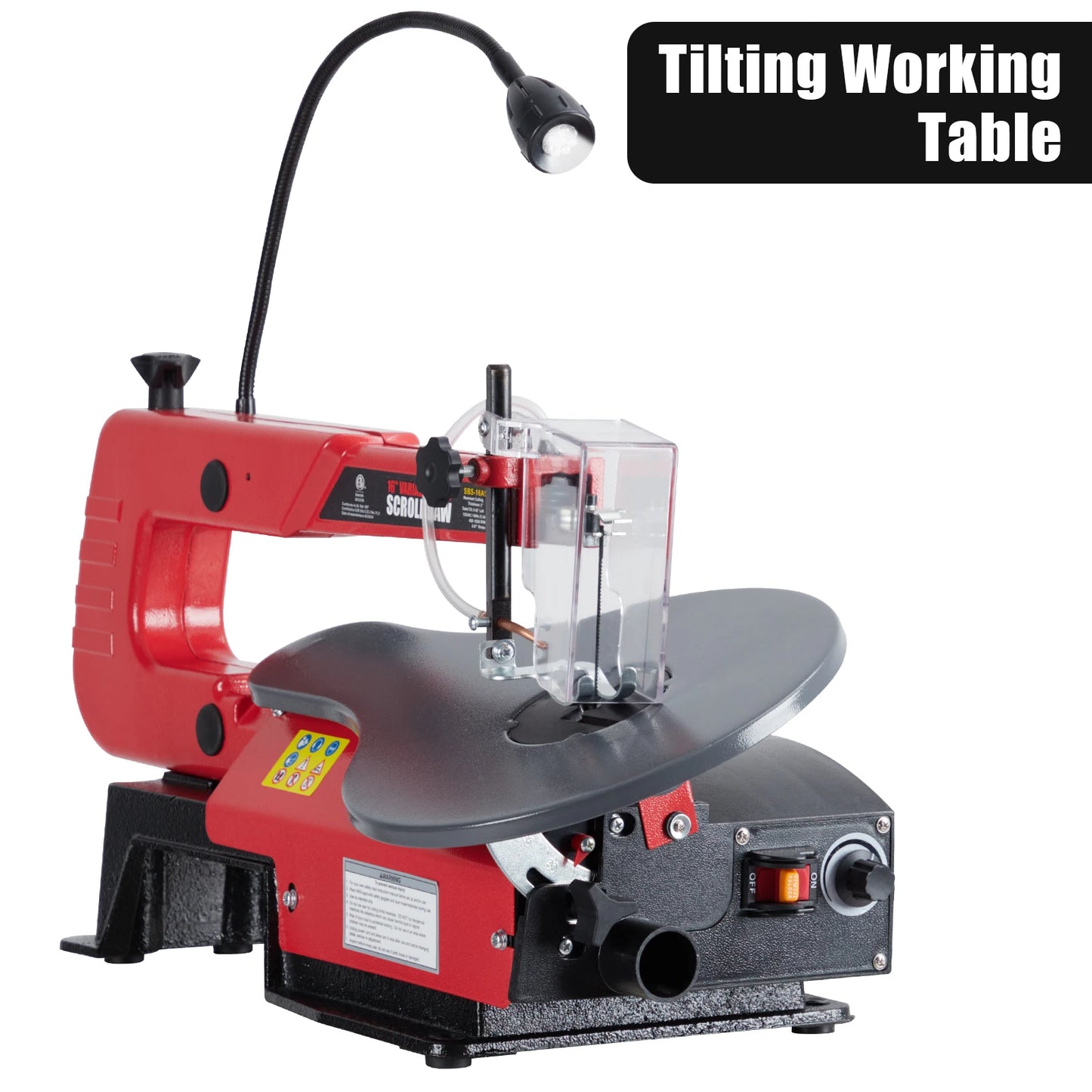 16-Inch Variable Speed Scroll Saw with Tilting Worktable (0-45°) LED Light & Dust Port Ideal for Woodworking Crafting