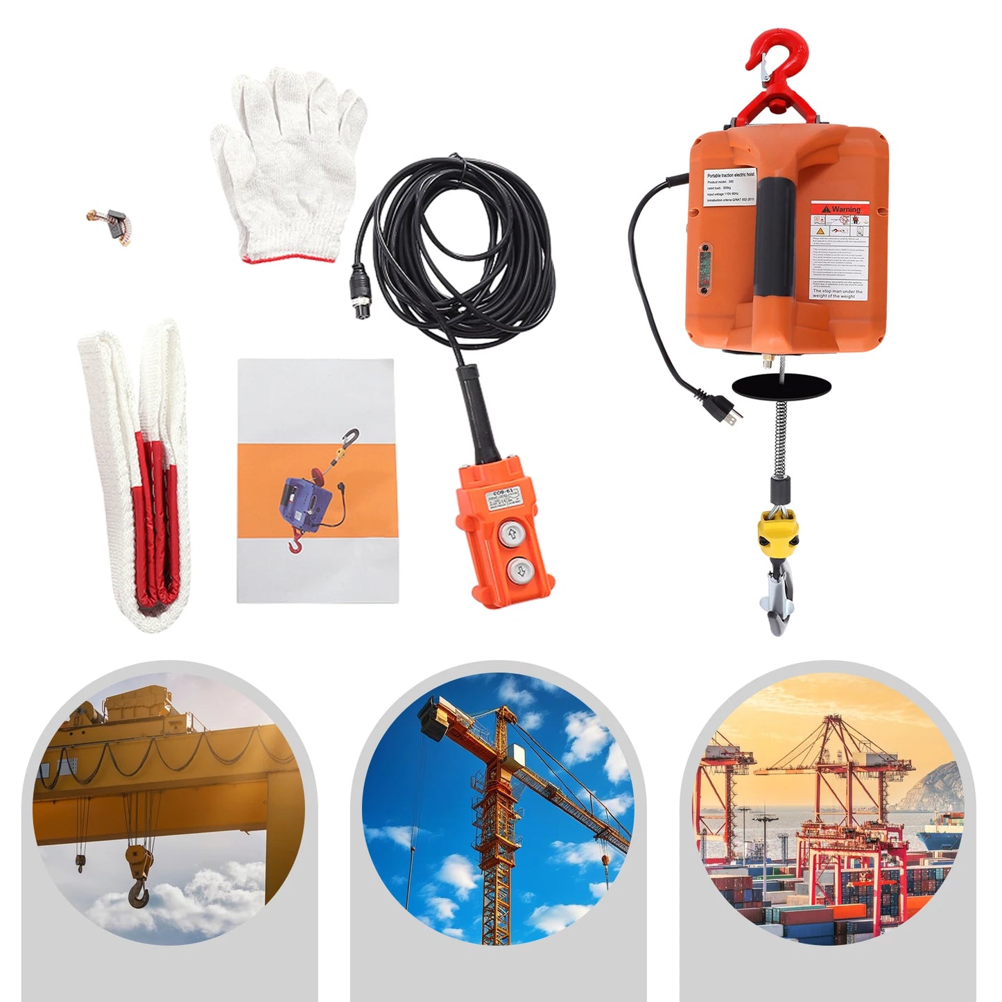 1100Lbs Electric Hoist 110V Electric Winch,Crane Lift Ceiling Pulley Winch with Wire Remote Control,Zinc-Plated Steel Wire Hoist