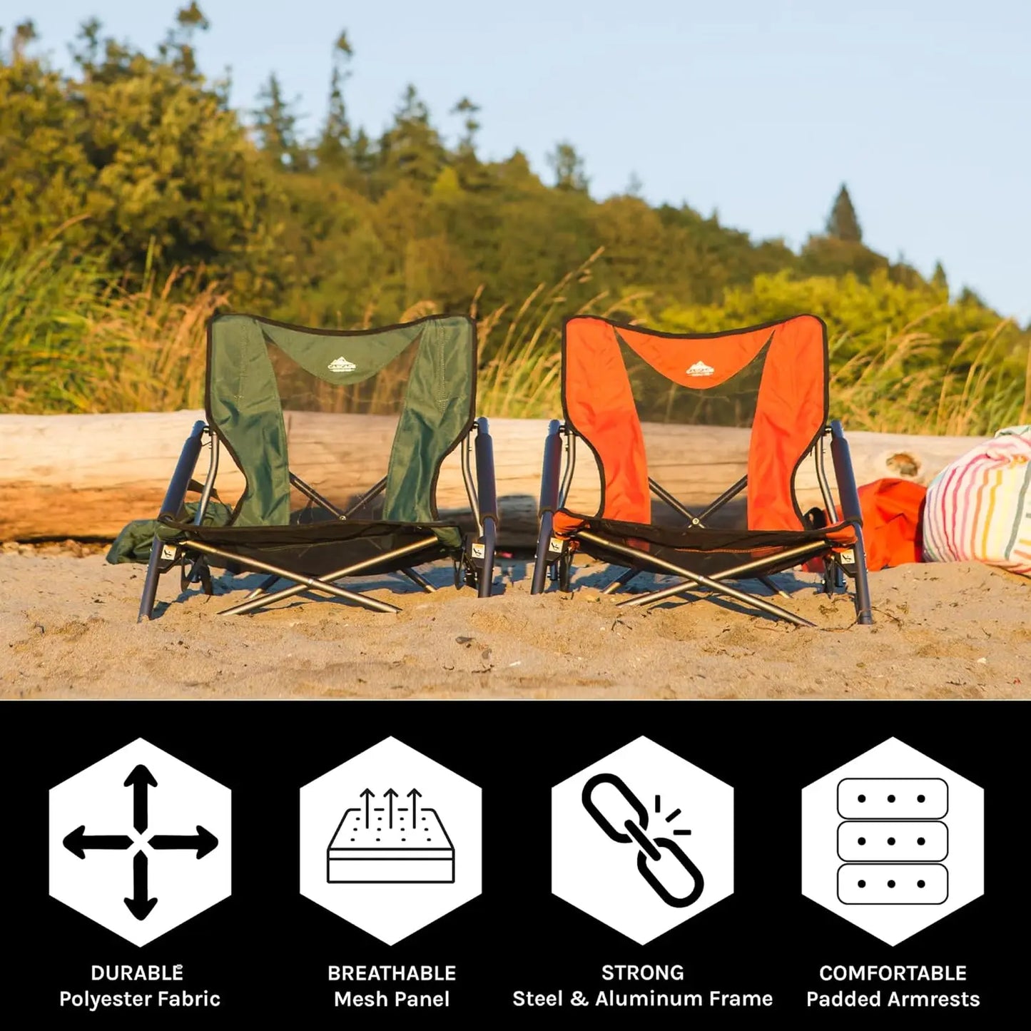 Folding camp chair ideal for camping beach picnics barbecues and outdoor sporting events includes carry bag