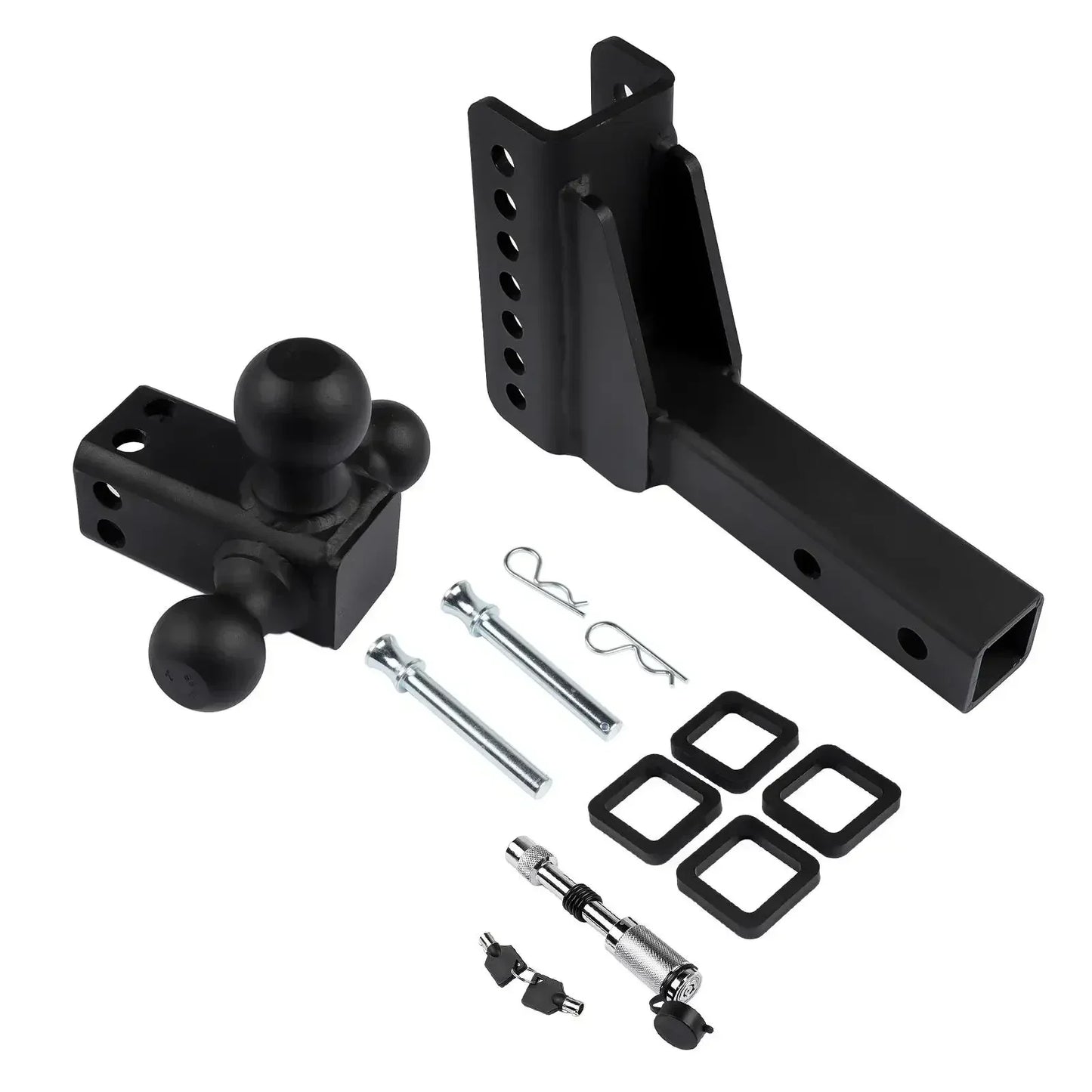 AP03 2" Receiver 6" Drop/Rise Adjustable Tow Hitch Tri Ball Mount 18500 lb Black