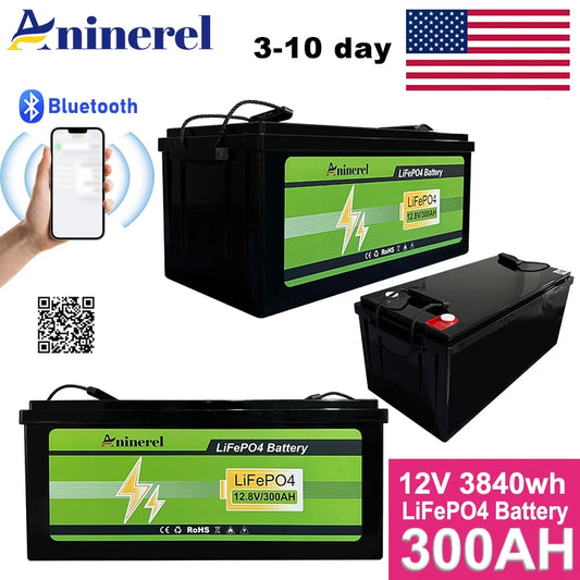 Aninerel LiFePO4 Lithium Battery With BMS for RV Solar Systems