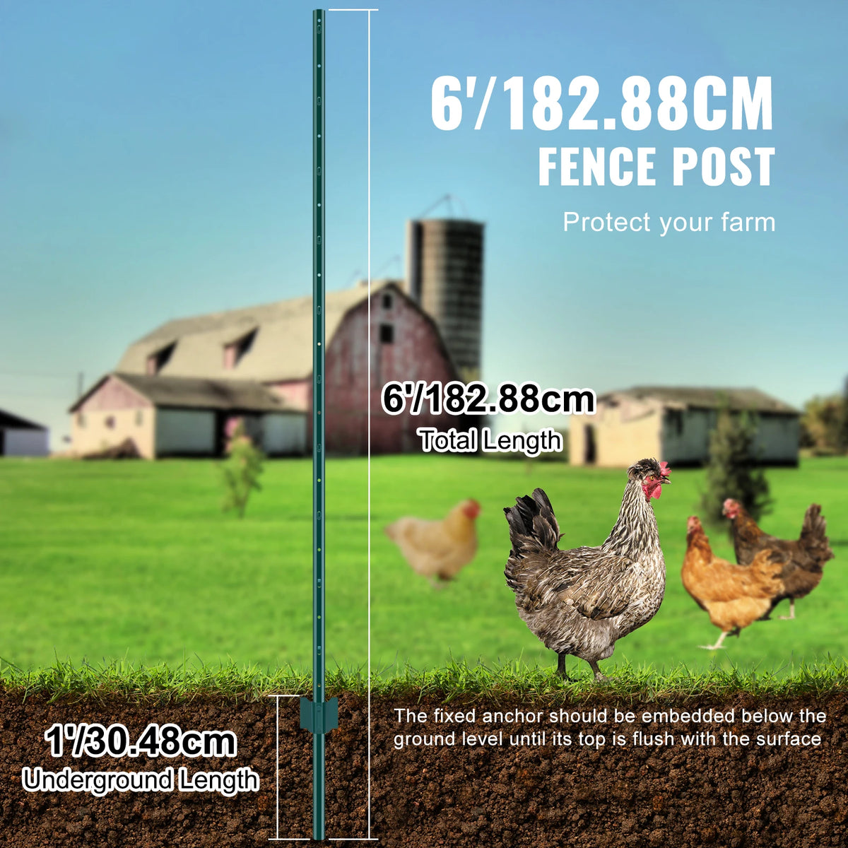 SucceBuy Heavy Duty Steel T-Post Stakes for Garden and Farm Fencing
