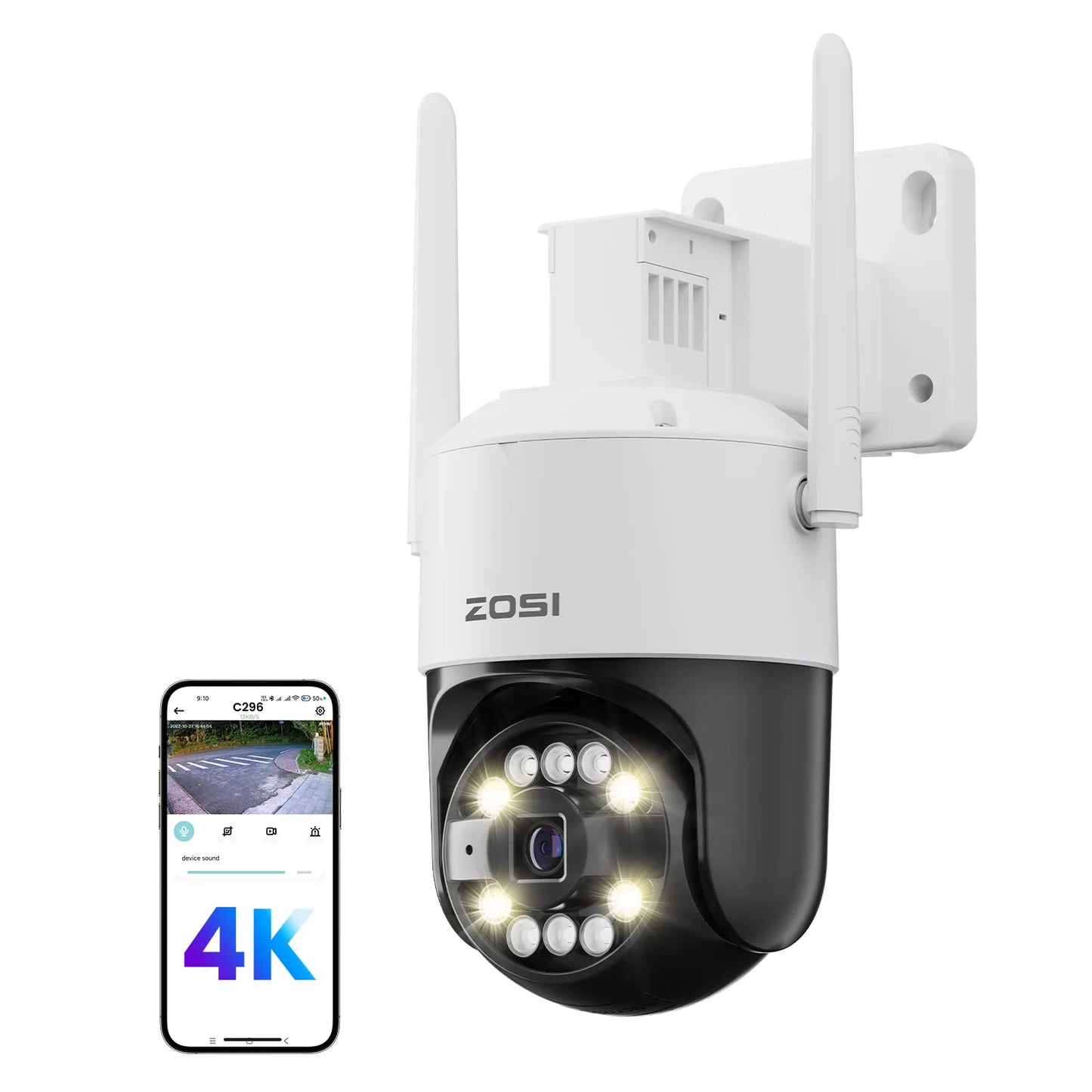 ZOSI C296 8MP/5MP Wifi 6 PTZ Camera 4K HD Outdoor IP Camera AI Detection Auto Track Security Protection CCTV Video Surveillance