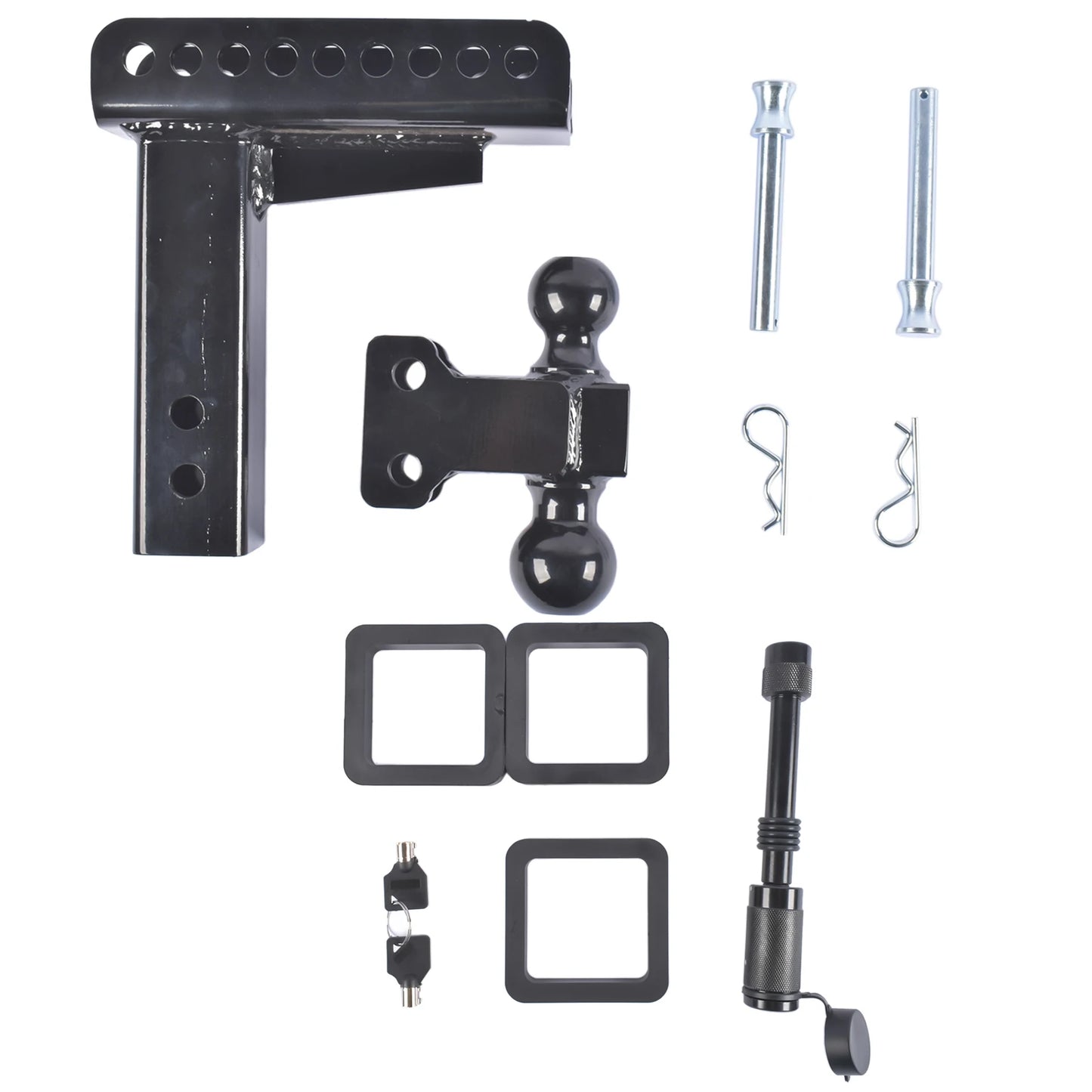 AP03 Adjustable Trailer Hitch for 2.5-Inch Receiver 6-Inch Drop/Rise, 2" & 2-5/16" Ball Hitches for Trucks, 22,000 LBS GTW, Trailer Hitches with Anti-Theft Pin