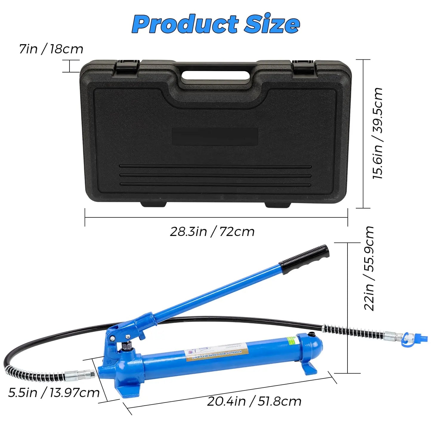 12 Ton Hydraulic Porta Power Kit 26455 lbs Heavy Duty Frame Repair Jack Set With 4.6ft Hose For Auto Body Car Truck Bending Lift
