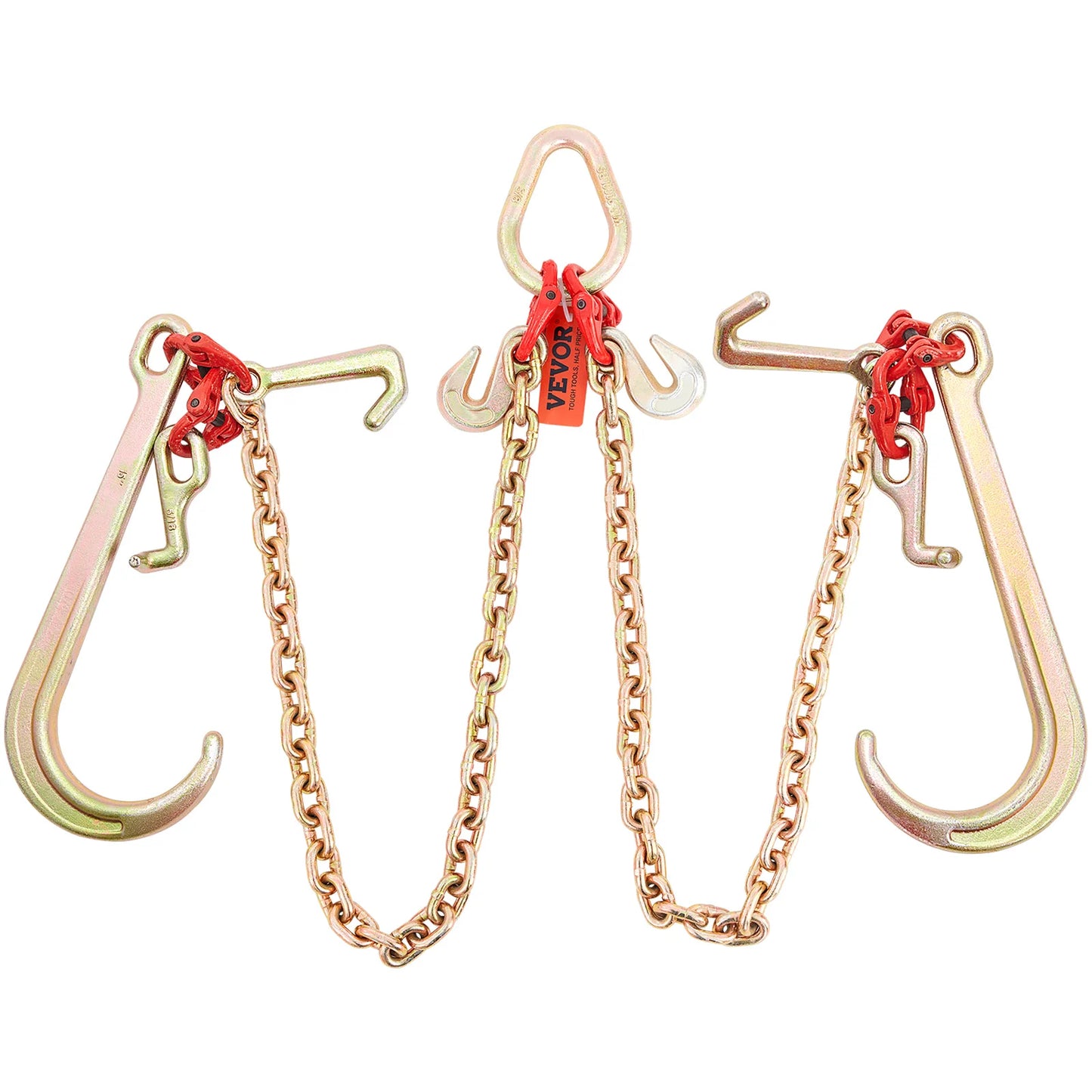 SucceBuy V-Chain Tow Chain Bridle 9620lbs Working Load Limit 5/16''x3' G80 with RTJ Cluster Hooks & D-Shackle for Lifting Moving