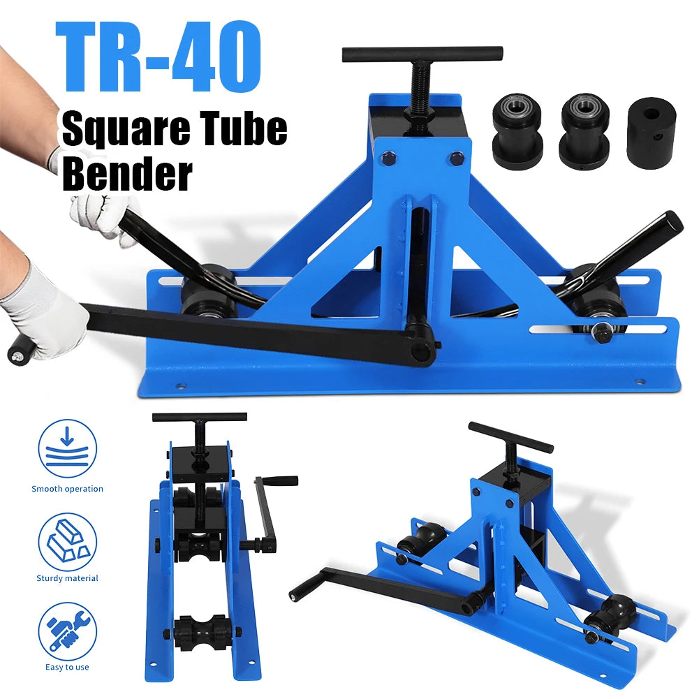TR-40 Copper Aluminum Pipe Bending Tool Square Tube Pipe Roller Rolling Bender for Bending Steel Aluminum Copper Pipe Pipe Cable