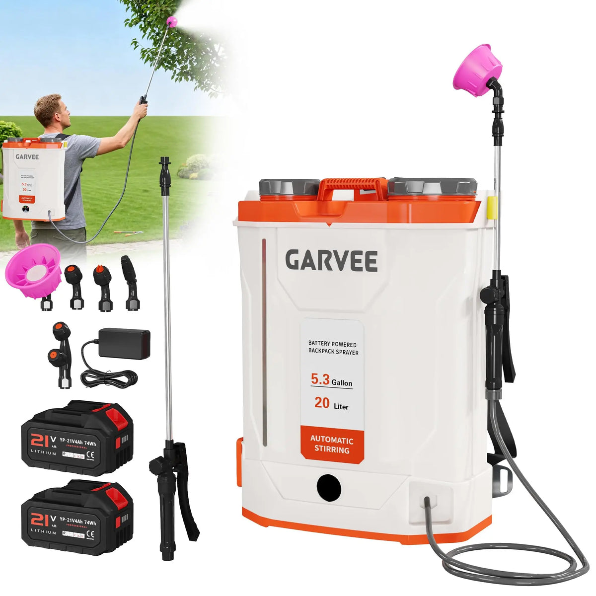 HiMISS Cordless Battery Powered Backpack Sprayer With Agitation System