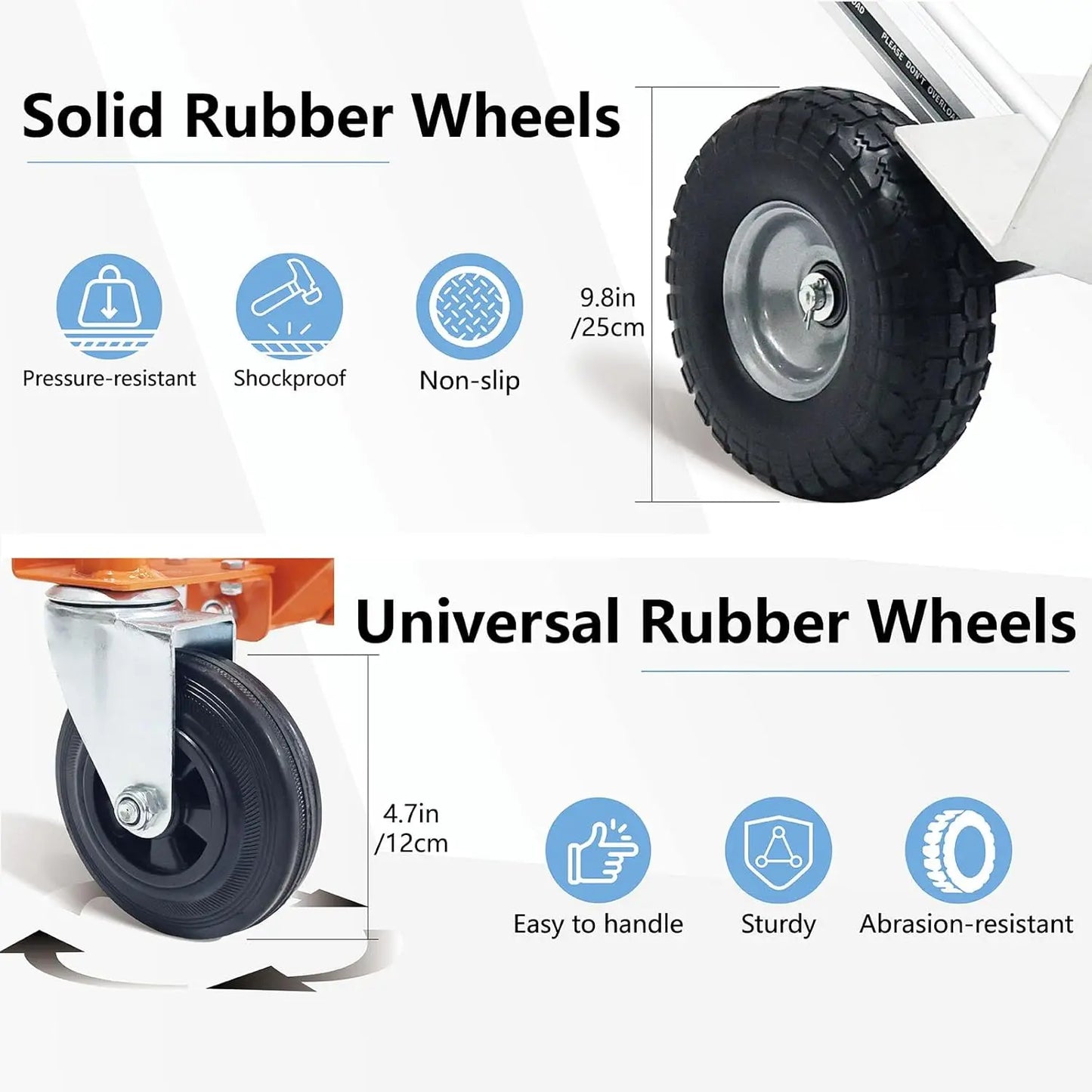 4 in 1 Convertible Hand Truck Folding Hand Truck Dolly Cart with Solid Wheel 1000LBS Heavy Duty Aluminum Hand Dolly