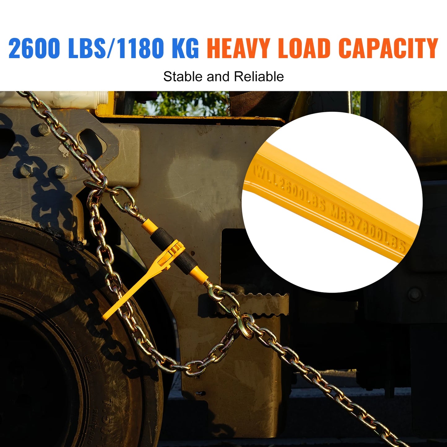SucceBuy 2/4pcs Ratchet Chain Binders 1/4"-5/16" Load Binder with 2 Hooks Tie Downs Tow Chain for Flatbed Trailer Transport