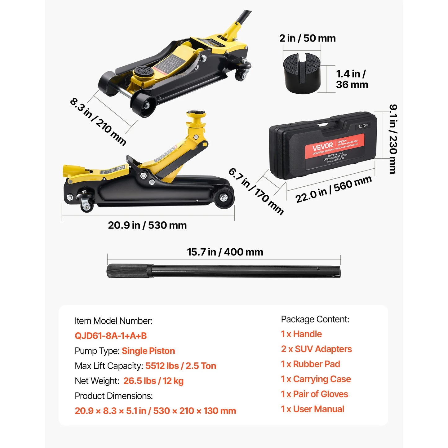 SucceBuy Low Profile Floor Jack Steel Racing Floor Jack with Single Piston Lift Pump Hydraulic Trolley Car Lift for Cars ATVs