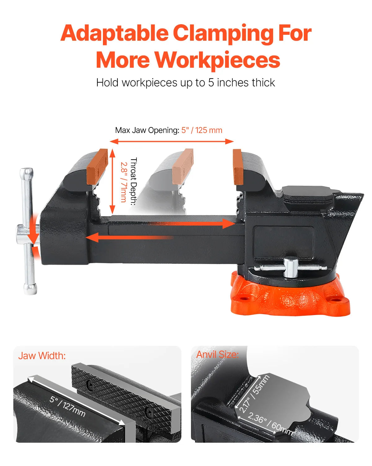 SucceBuy Multipurpose Bench Vise with Swivel Base and Anvil