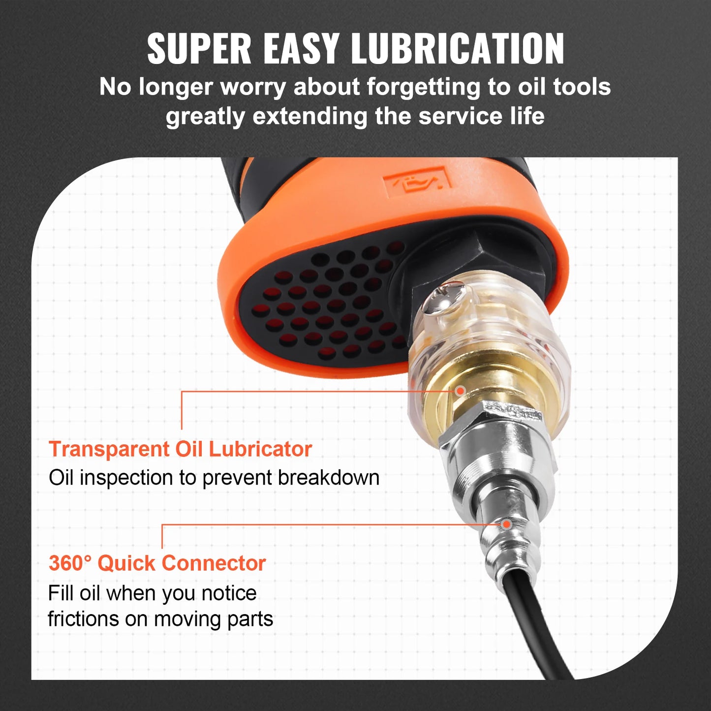 SucceBuy Lightweight 4.6 lb Design Pneumatic Impact Gun with 11-PCS 1/2-Inch Drive CR-V Steel Impact Socket Set & Carrying Case