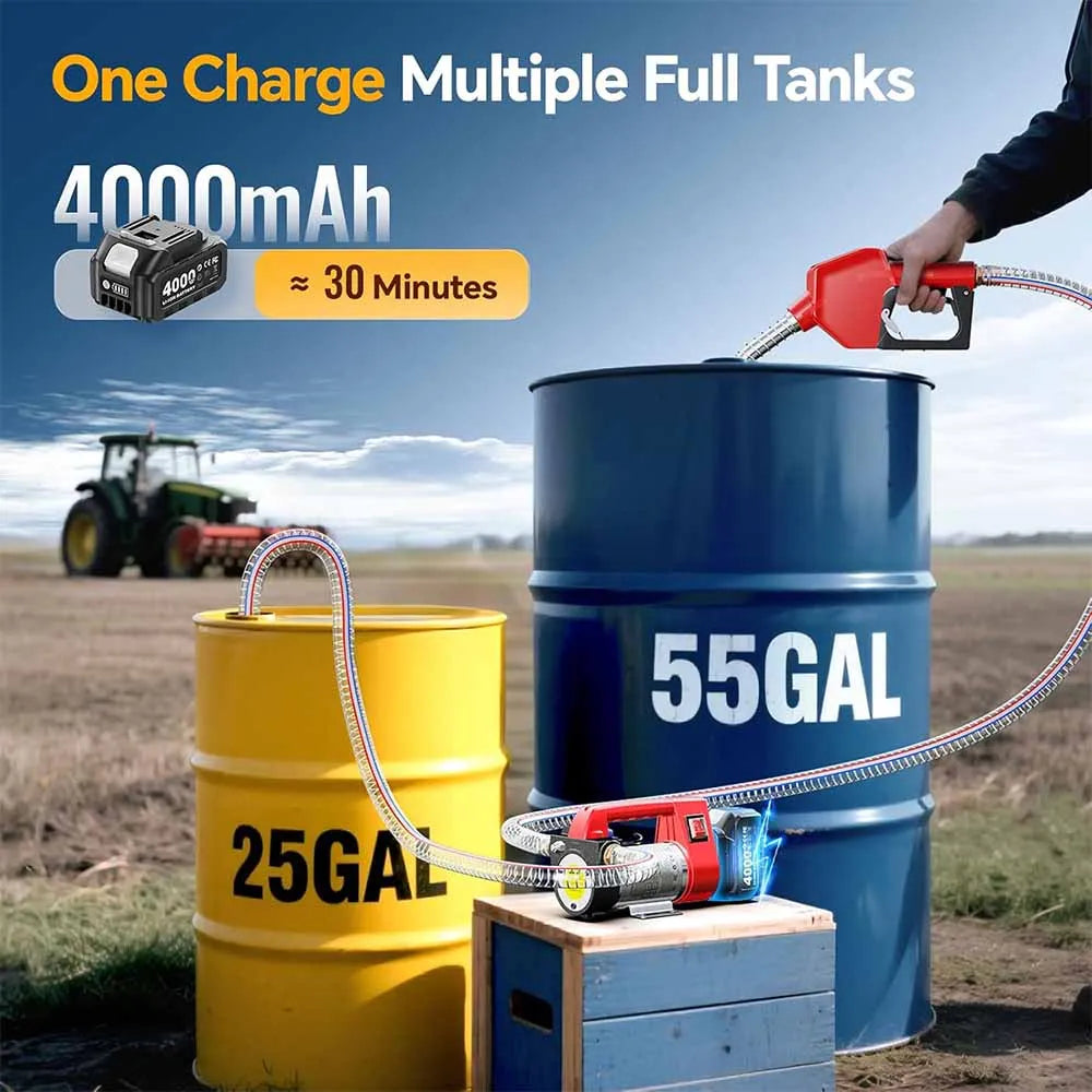 Taskstar 21V Electric Fuel Pump For Diesel Kerosene Trucks Tractors Diesel Transfer Pump 45 L/min For Makita 18V battery pin