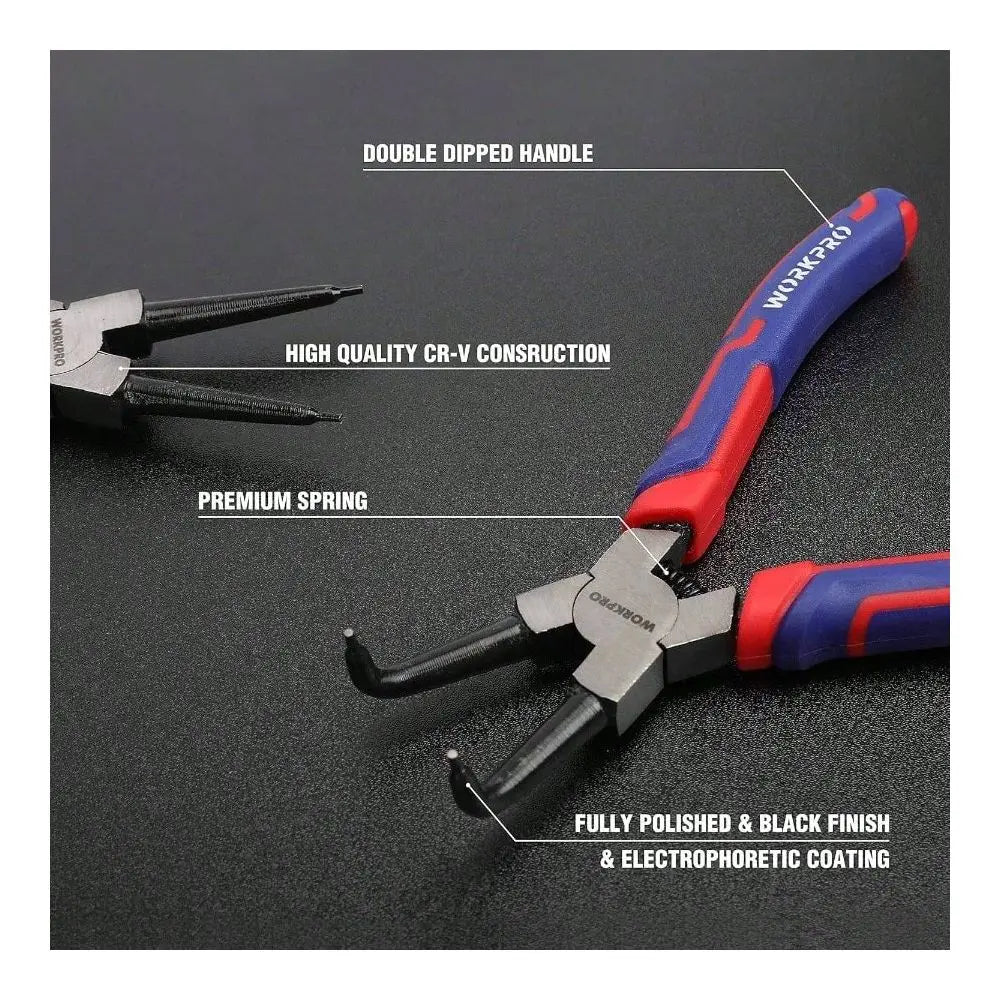 Piece Snap Ring Pliers Set Heavy Duty Inch InternalExternal Circlip Pliers Kit Tip Diameter 564StraightBent Jaw Steel Ring Remo