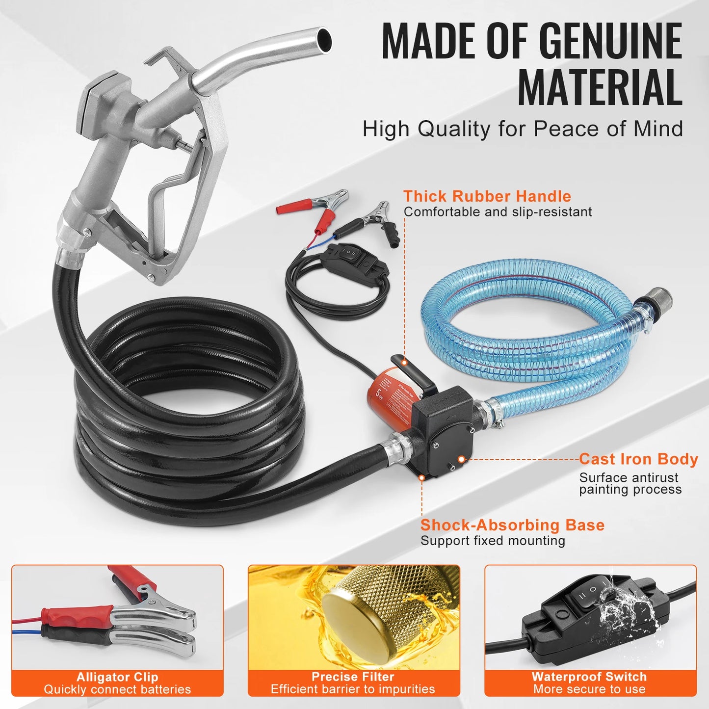 SucceBuy Fuel Transfer Pump 12V DC 5GPM / 8GPM / 12GPM Portable Type Electric Diesel Transfer Pump for Diesel Methanol Blends