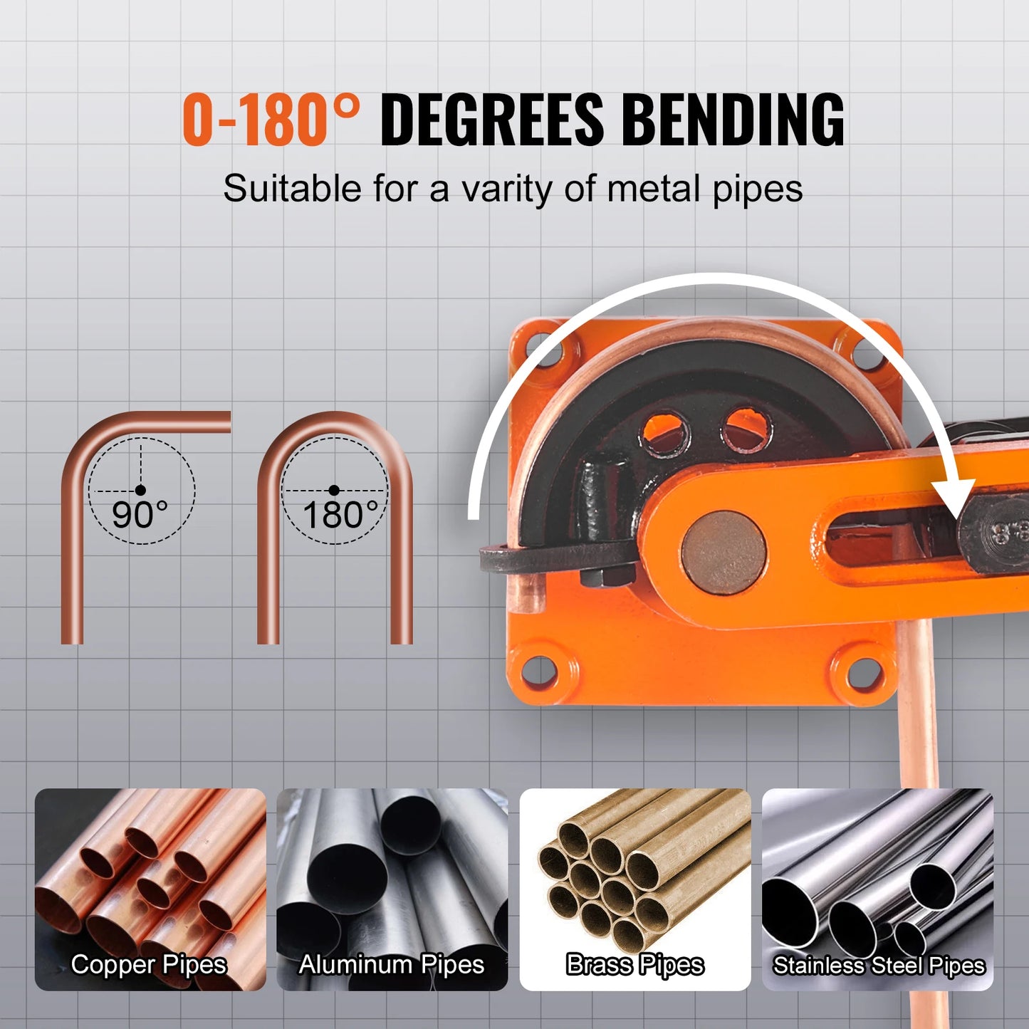SucceBuy Manual Pipe Bender 7 Bending Dies Multifunction Steel Copper Tube Bending Machine Lever Type Heavy Tube Bender Tools