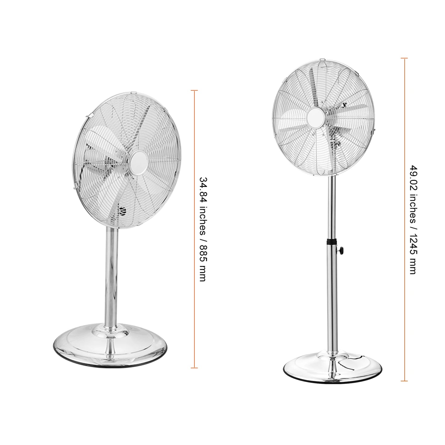VEVOR Industrial Pedestal Fan 85-Degree Oscillating Fan Height Adjustable Standing Fans with 3 Adjustable Speed for Bedroom Home