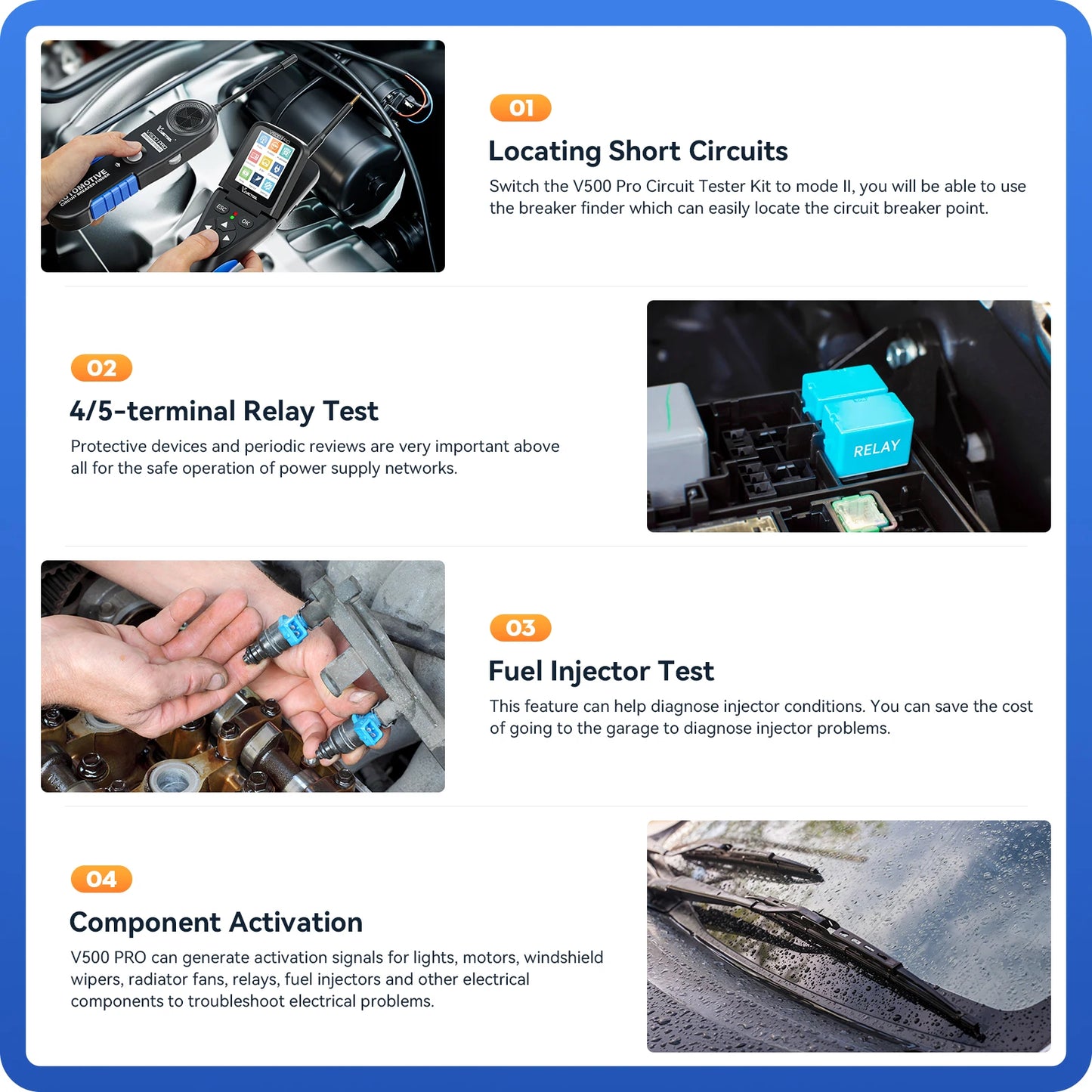 2026 VDIAGTOOL V500PRO 12V/24V Automotive Circuit Tester Car Power Circuit Probe Kit Multimeter Oscilloscope Relay Injector Test