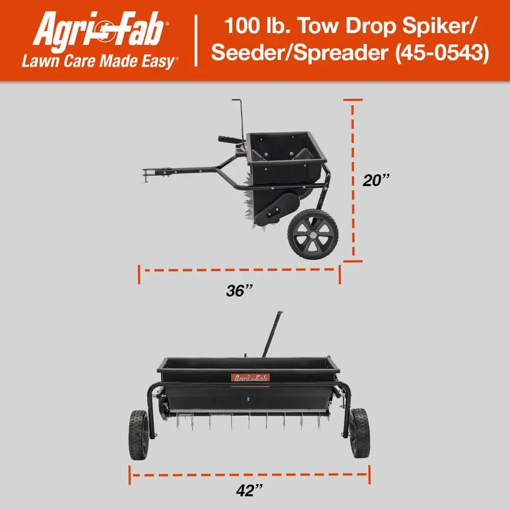 45-0543-AMZ 100 lb. Tow-Behind Lawn & Garden Spiker/Seeder/Drop Spreader for Seed,Fertilizer, Salt, Ice Melt; Designed to Pull B