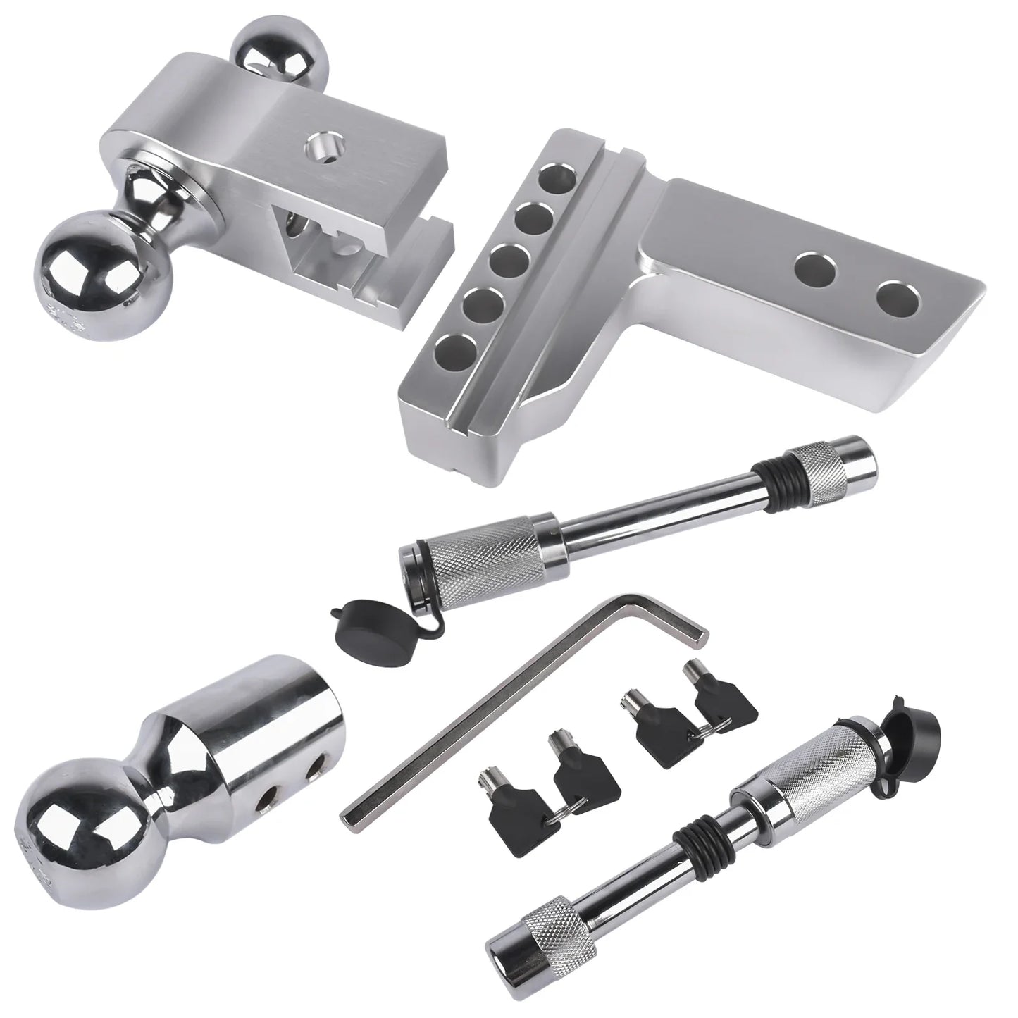 AP03 2" Receiver 4" Drop Rise Adjustable Towing Hitch Tri-Ball Mount Trailer 12,500 LBS