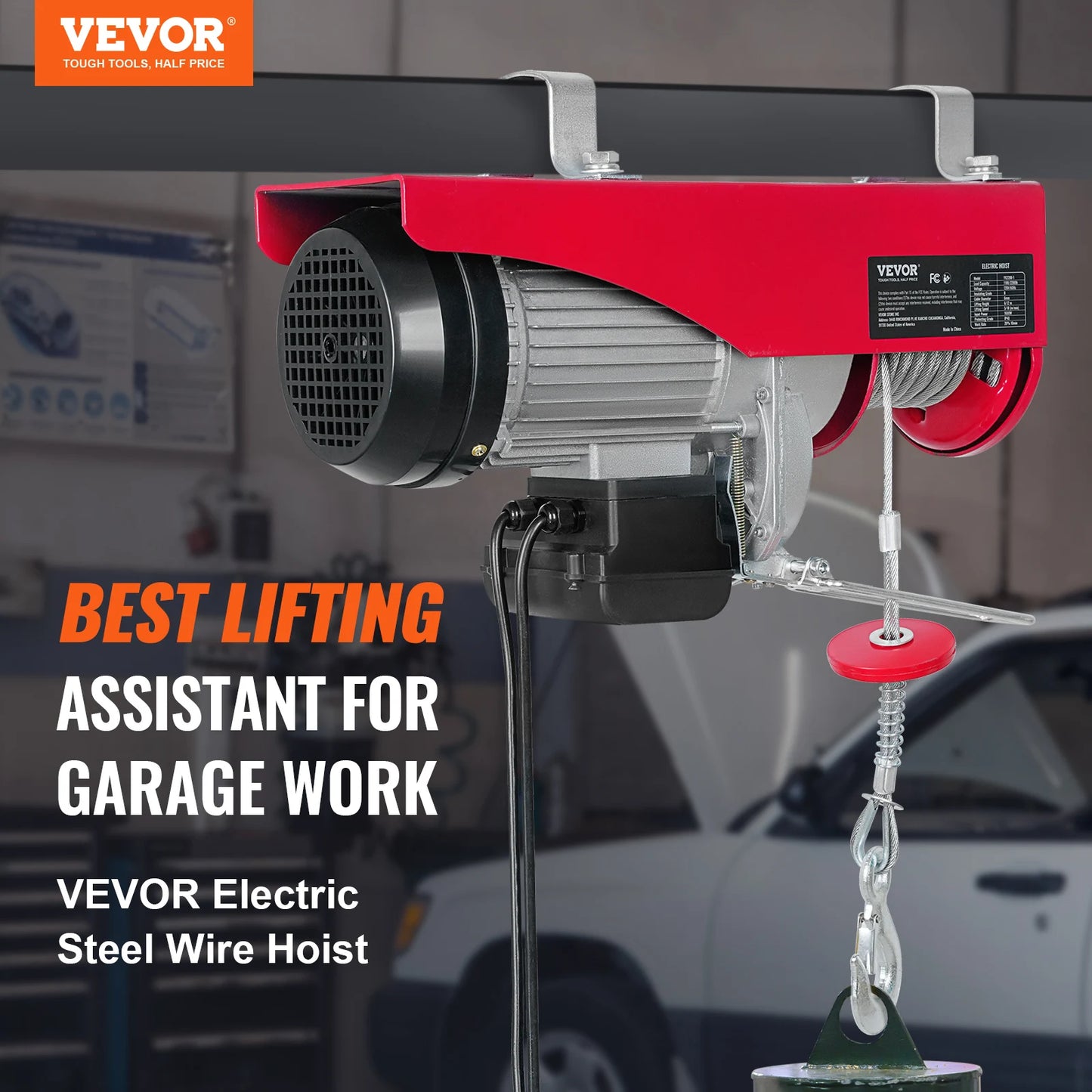 SucceBuy 200-800kg Electric Hoist with Wired/Wireless Remote Control Lifting Crane Cable Hoist Winch for Boat Garage Elevator