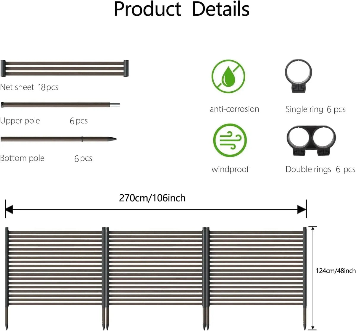 Expandable Powder Coated Metal Garden Fence for Outdoor Privacy