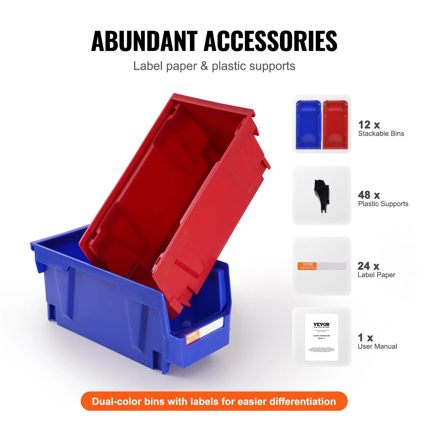 SucceBuy Parts Bin 12pcs 5x4*3inch Blue/Red Stackable Plastic Garage Tool Storage Box Container Organizer Bin  for Closet Garage